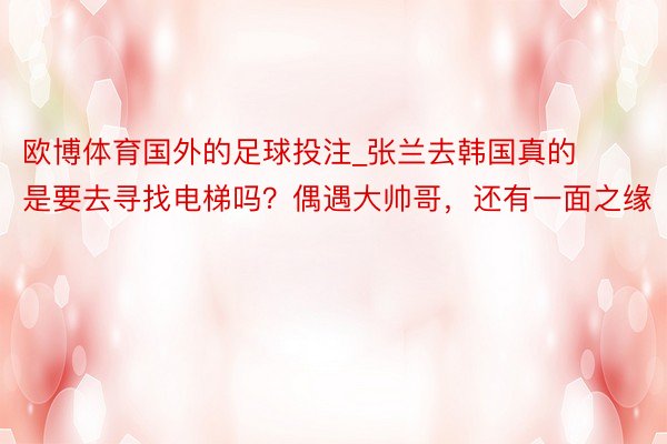 欧博体育国外的足球投注_张兰去韩国真的是要去寻找电梯吗？偶遇大帅哥，还有一面之缘