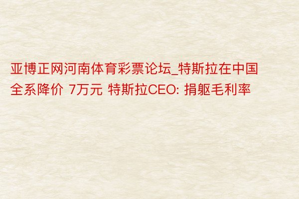 亚博正网河南体育彩票论坛_特斯拉在中国全系降价 7万元 特斯拉CEO: 捐躯毛利率